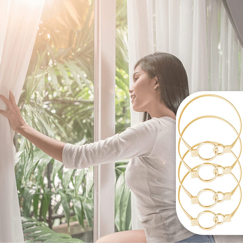 LLPMutu 4Pack Aluminum Alloy Spring Design Curtain Ties - Gold Ring Holdbacks - Image 5